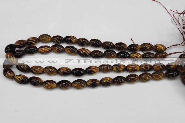 CFG53 15.5 inches 10*16mm carved rice yellow tiger eye gemstone beads