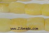 CFG547 15.5 inches 15*20mm carved brick yellow jade beads