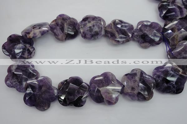 CFG914 15.5 inches 32*33mm faceted & carved flower dogtooth amethyst beads