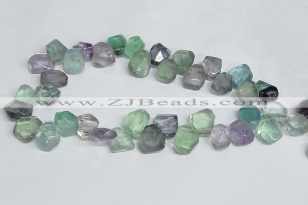 CFL331 15.5 inches 14*18mm faceted nugget natural fluorite beads