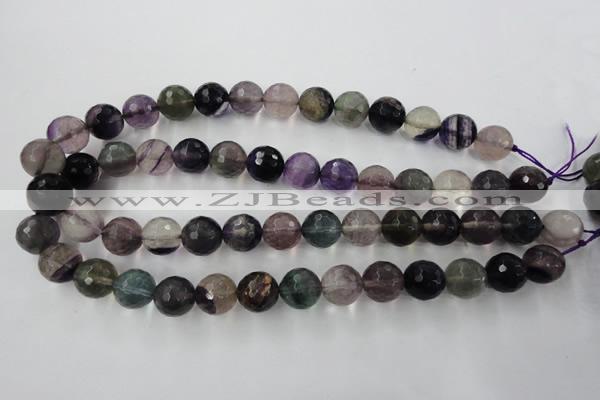 CFL406 15.5 inches 14mm faceted round rainbow fluorite beads