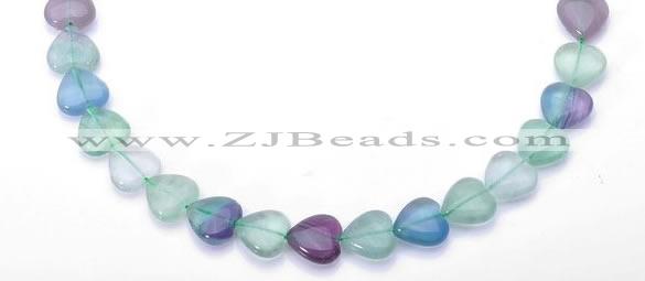 CFL41 B grade 14*14mm heart natural fluorite gemstone beads