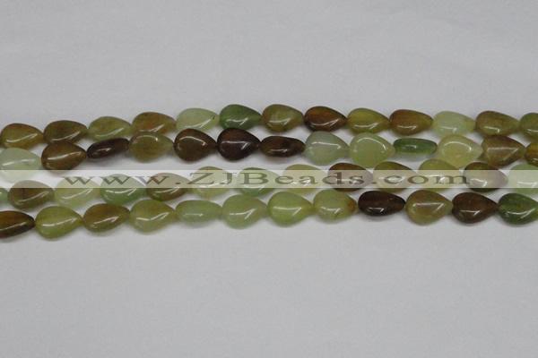 CFW121 15.5 inches 12*16mm flat teardrop flower jade gemstone beads