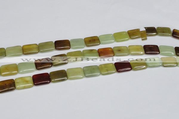 CFW148 15.5 inches 10*14mm rectangle flower jade gemstone beads