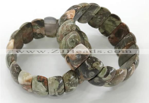 CGB3249 7.5 inches 12*25mm oval rainforest agate bracelets