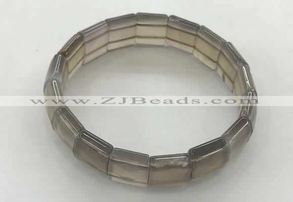 CGB3425 7.5 inches 12*15mm faceted rectangle grey agate bracelets