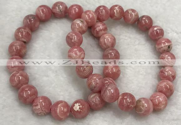 CGB4119 7.5 inches 9.5mm - 10mm round rhodochrosite beaded bracelets