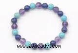 CGB8031 8mm amethyst, lapis lazuli & blue howlite beaded stretchy bracelets