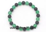 CGB8046 8mm green agate & matte black agate beaded stretchy bracelets