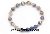 CGB8250 8mm dogtooth amethyst & lapis lazuli beaded stretchy bracelets