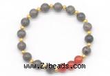 CGB8256 8mm rainbow labradorite & red agate beaded stretchy bracelets