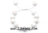 CGB8551 12mm round white howlite adjustable macrame bracelets