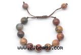 CGB8574 12mm round picasso jasper adjustable macrame bracelets