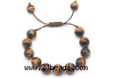 CGB8634 12mm round yellow tiger eye adjustable macrame bracelets