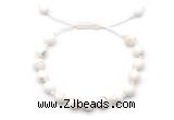 CGB8651 8mm,10mm round white howlite adjustable macrame bracelets