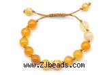 CGB8709 8mm,10mm round yellow banded agate adjustable macrame bracelets