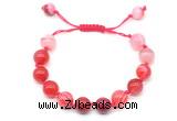 CGB8710 8mm,10mm round red banded agate adjustable macrame bracelets