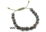 CGB9111 8mm, 10mm dragon blood jasper & rondelle hematite adjustable bracelets