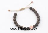 CGB9548 8mm, 10mm matte bronzite & cross hematite adjustable bracelets