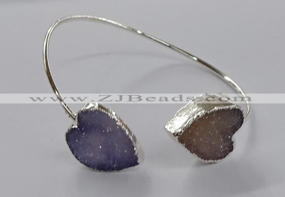 CGB959 15*15mm - 18*18mm heart druzy agate bangles wholesale