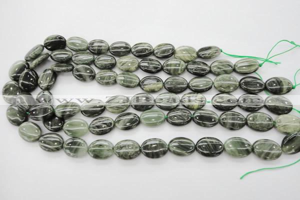 CGH45 15.5 inches 13*18mm oval green hair stone beads wholesale