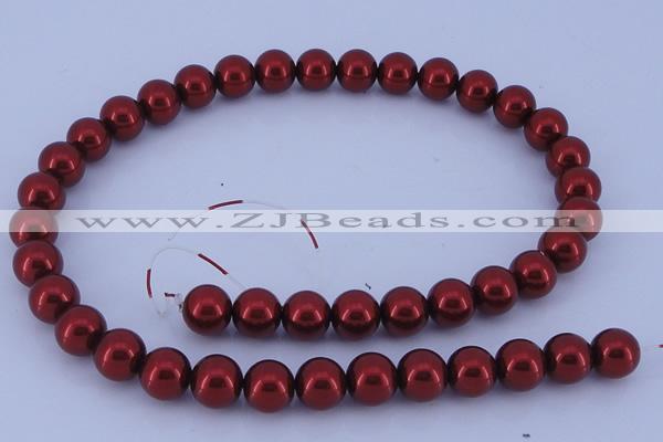 CGL327 5PCS 16 inches 14mm round dyed glass pearl beads wholesale