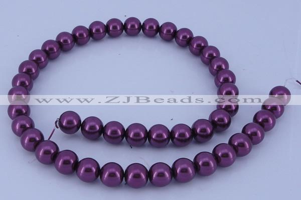 CGL336 5PCS 16 inches 12mm round dyed glass pearl beads wholesale