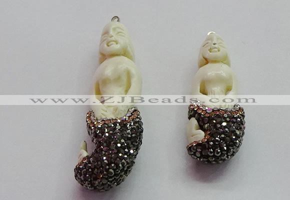 CGP1605 16*48mm - 20*60mm carved ox bone pendants wholesale