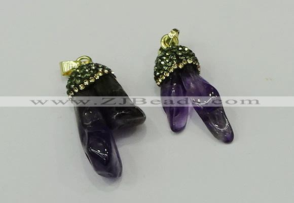 CGP207 12*30mm - 15*35mm freeform amethyst pendants wholesale