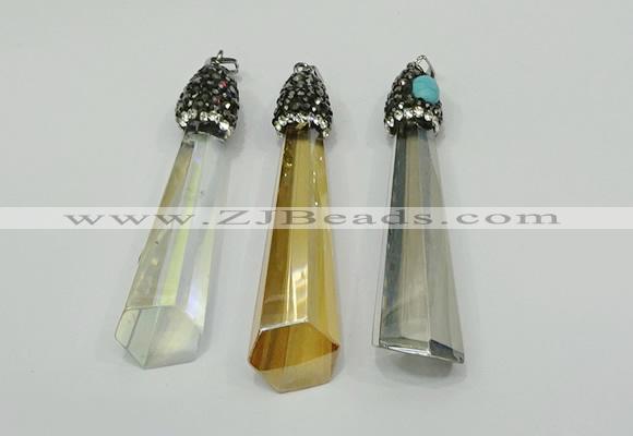 CGP253 15*65mm sticks crystal glass pendants wholesale