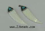 CGP291 15*65mm feather pearl shell pendants wholesale