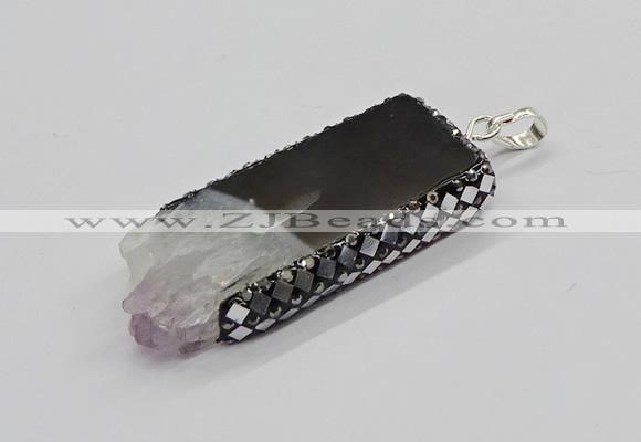 CGP3075 25*50mm - 30*65mm freeform druzy amethyst pendants