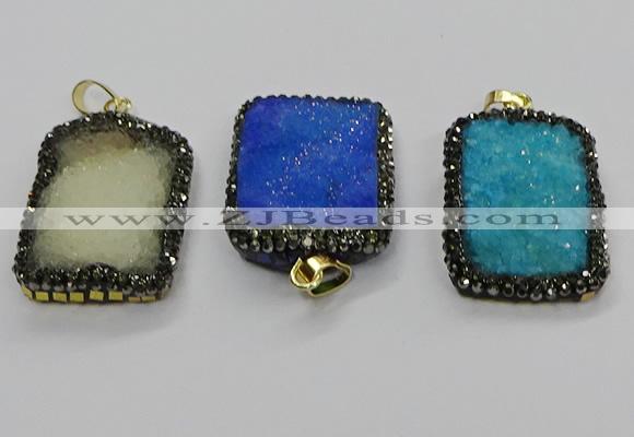 CGP3102 25*35mm rectangle druzy agate pendants wholesale