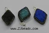 CGP3103 25*40mm diamond druzy agate pendants wholesale