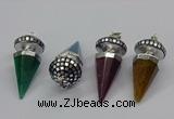 CGP3155 22*50mm faceted cone agate gemstone pendants wholesale