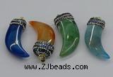 CGP3167 20*50mm - 25*55mm horn agate gemstone pendants