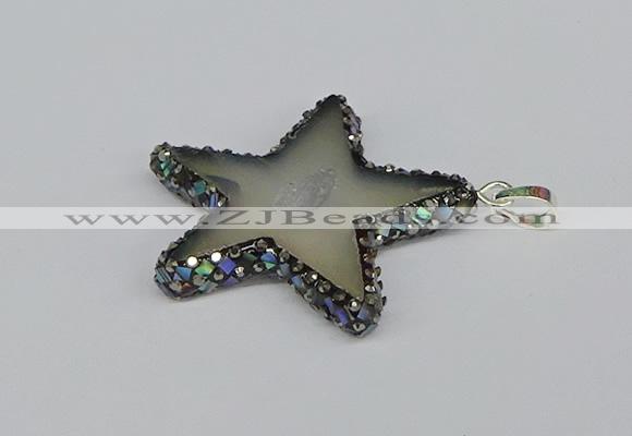 CGP3378 45*45mm star druzy agate pendants wholesale