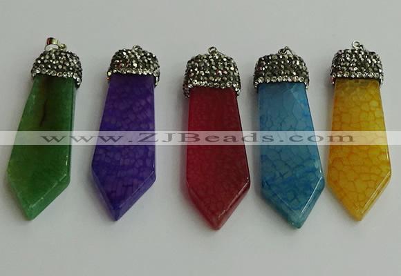 CGP346 12*50mm - 15*55mm arrowhead agate pendants wholesale