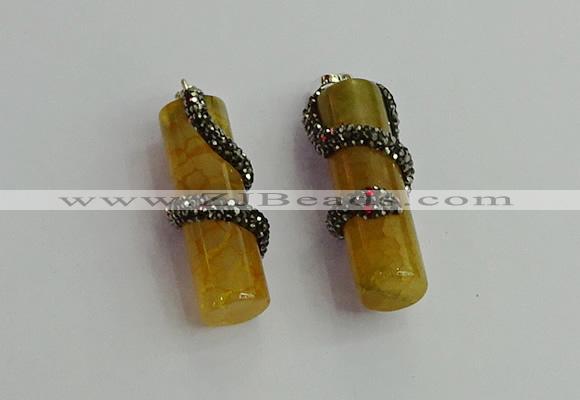 CGP348 12*40mm tube agate gemstone pendants wholesale