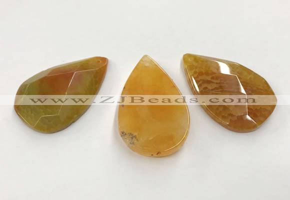 CGP3563 35*55mm faceted flat teardrop agate pendants wholesale