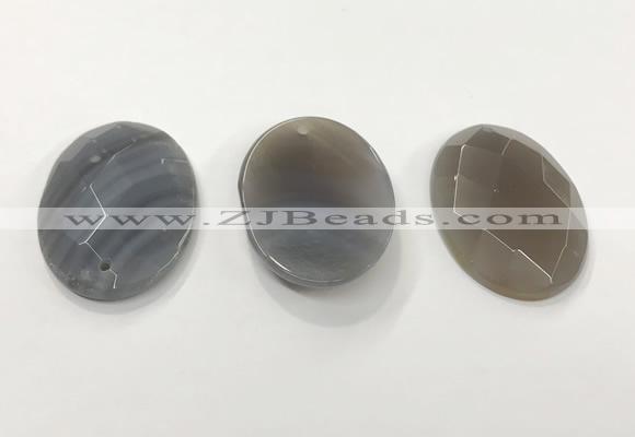 CGP3580 32*45mm faceted oval agate pendants wholesale