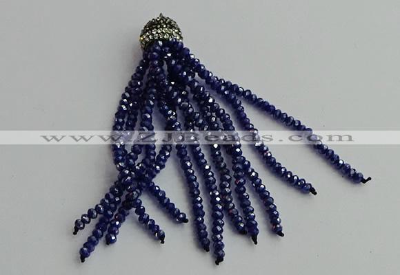 CGP428 2*3mm faceted rondelle handmade chinese crystal tassel pendants