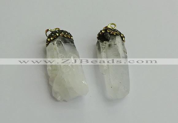 CGP488 15*35mm - 18*45mm nugget white crystal pendants wholesale