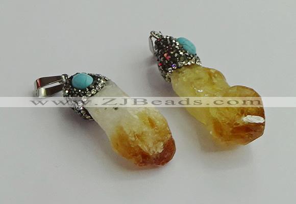 CGP502 15*35mm - 18*45mm nugget citrine pendants wholesale