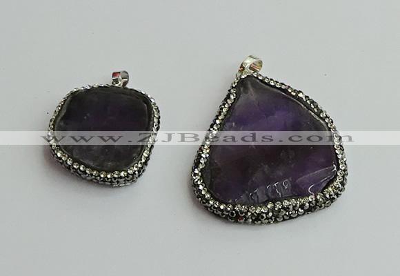 CGP560 25*35mm - 35*45mm freeform amethyst pendants wholesale