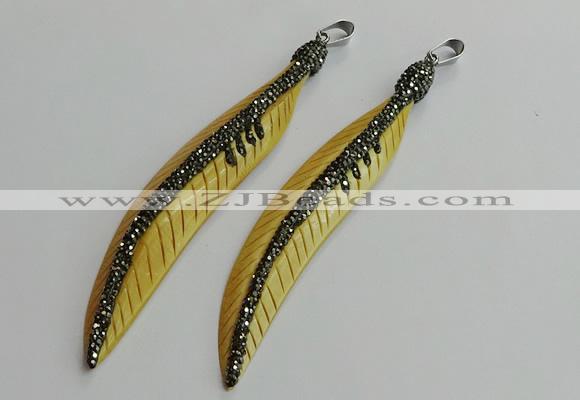 CGP656 18*95mm feather bone pendants wholesale