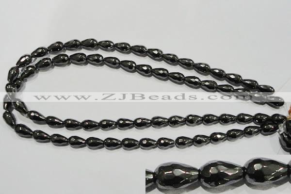 CHE155 15.5 inches 8*12mm faceted teardrop hematite beads