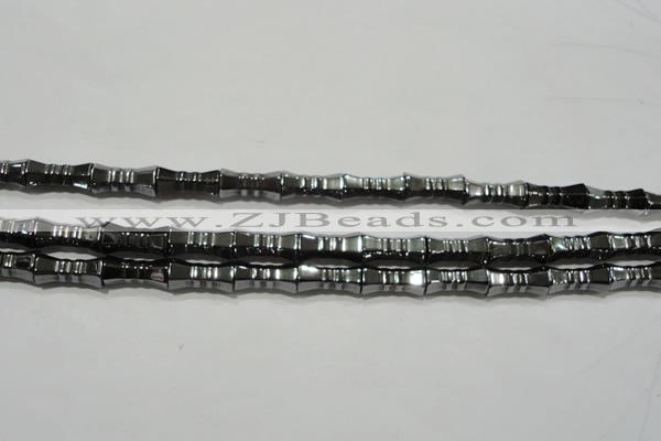 CHE208 15.5 inches 6*12mm bamboo hematite beads wholesale