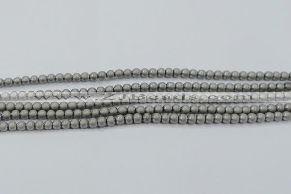 CHE721 15.5 inches 4mm round matte plated hematite beads wholesale