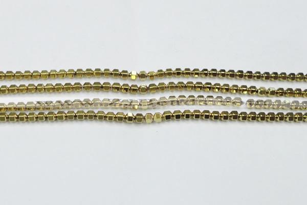 CHE983 15.5 inches 4*4mm plated hematite beads wholesale